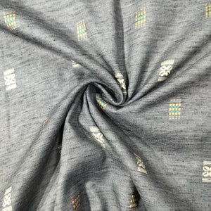 Dark Grey Multicolor Dobby print Linen Fabric 16517