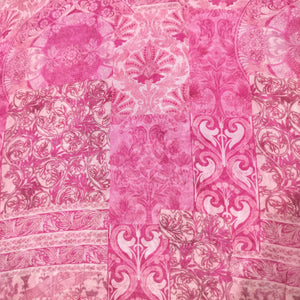 Pink Floral Geomatrical Print Georgette Fabric 17114