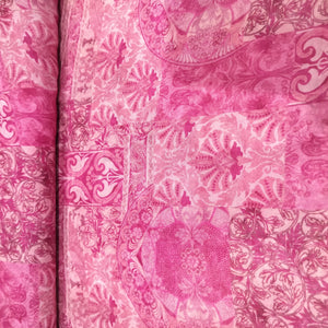 Pink Floral Geomatrical Print Georgette Fabric 17114