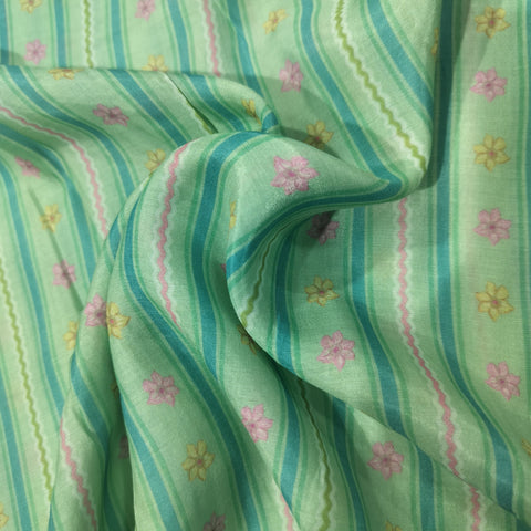 Sea Green Floral Print Muslin Fabric 24671