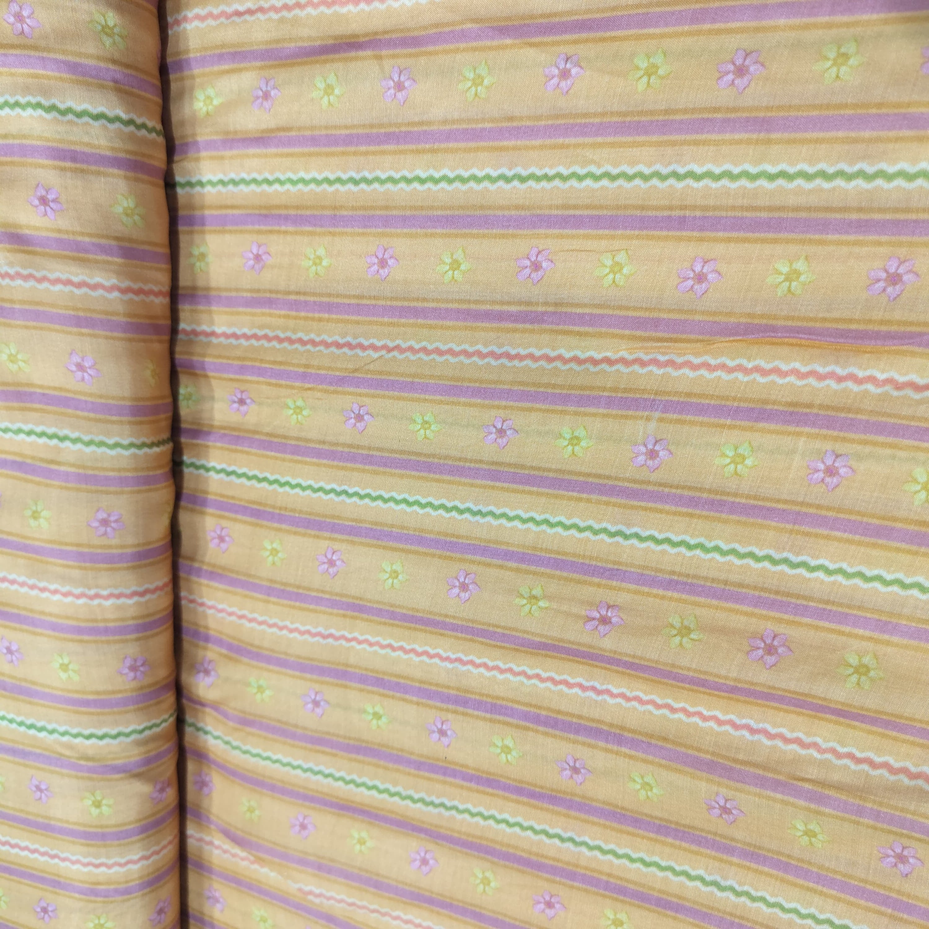 Orange Stripes Print Muslin Fabric 24673