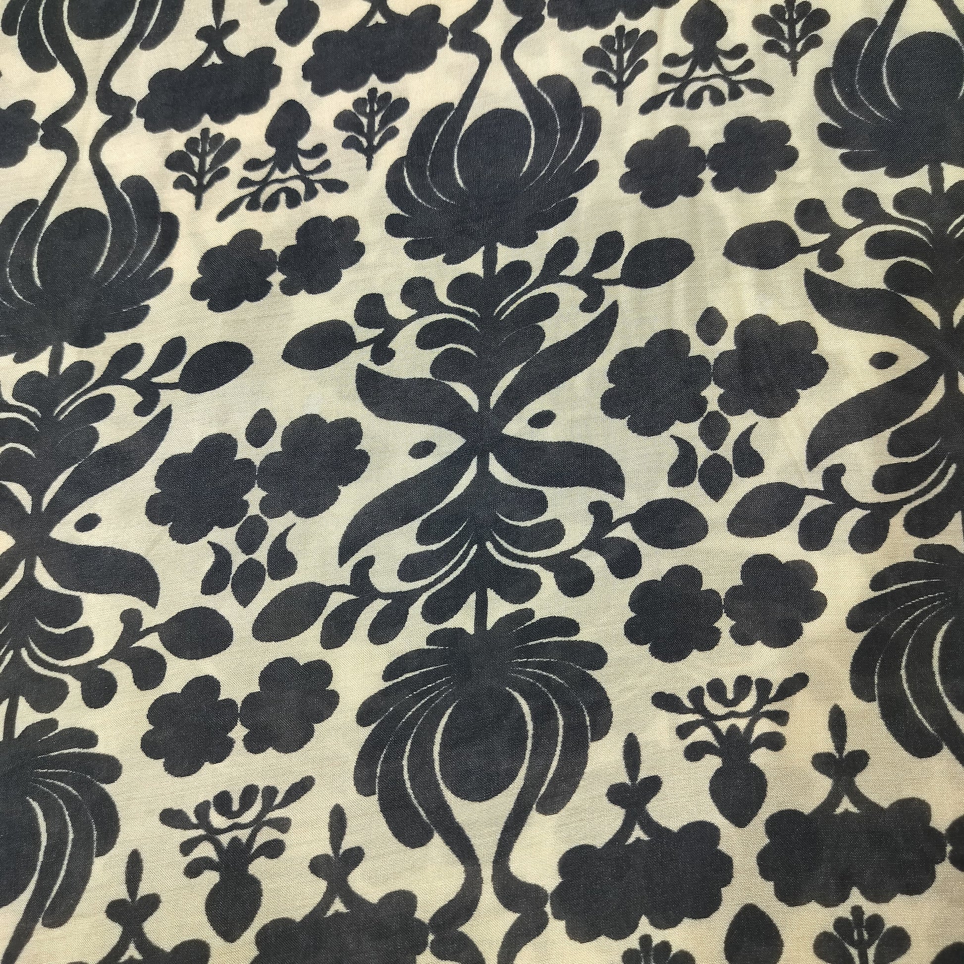 Black Floral Print Muslin Fabric 16175