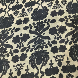 Black Floral Print Muslin Fabric 16175
