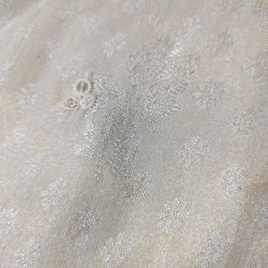 Dull Gold Buti Thread Sequins Border Embroidery Viscose Tissue Fabric 15892