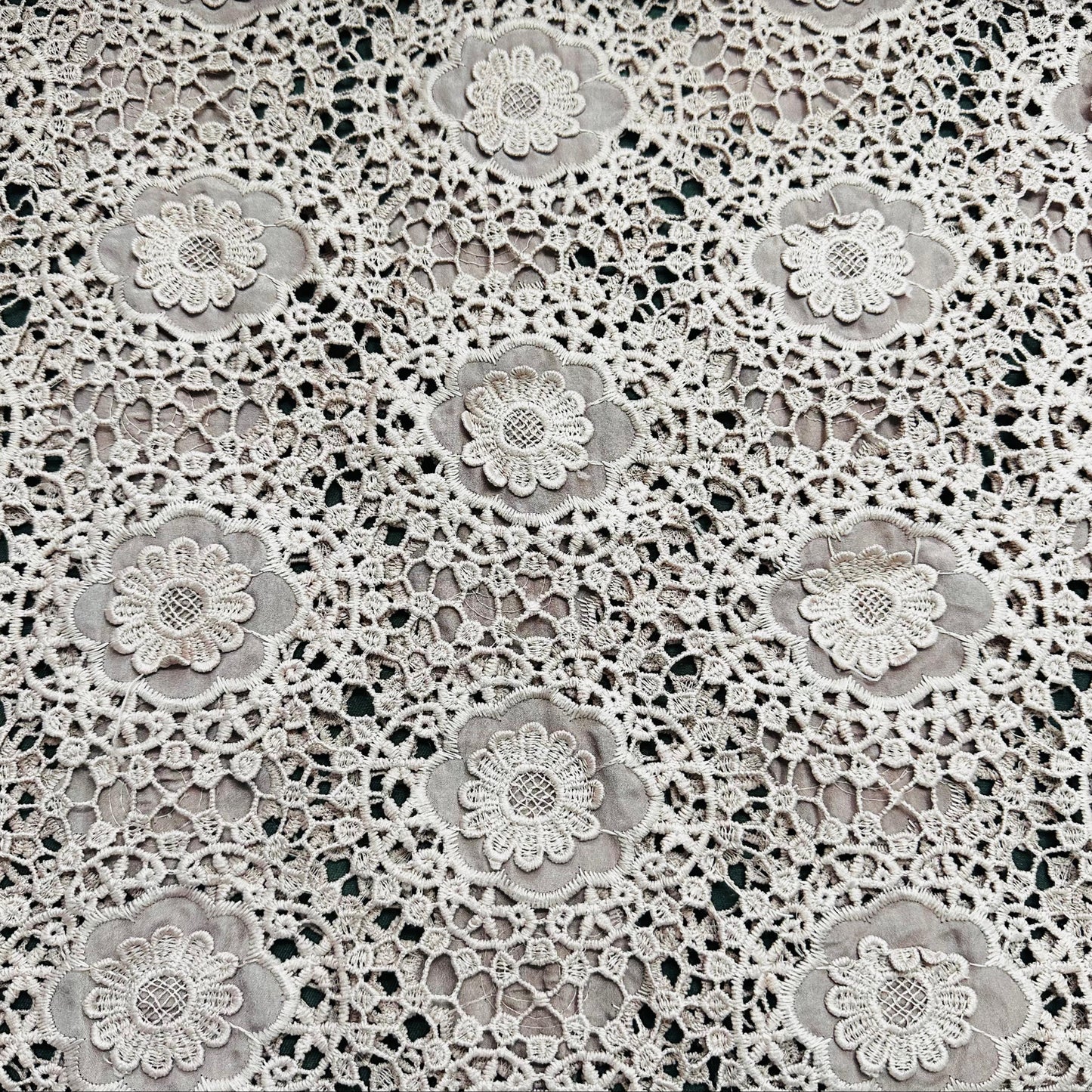 Premium Brown 3D Abstract Floral Embroidery Schiffli Crepe Fabric
