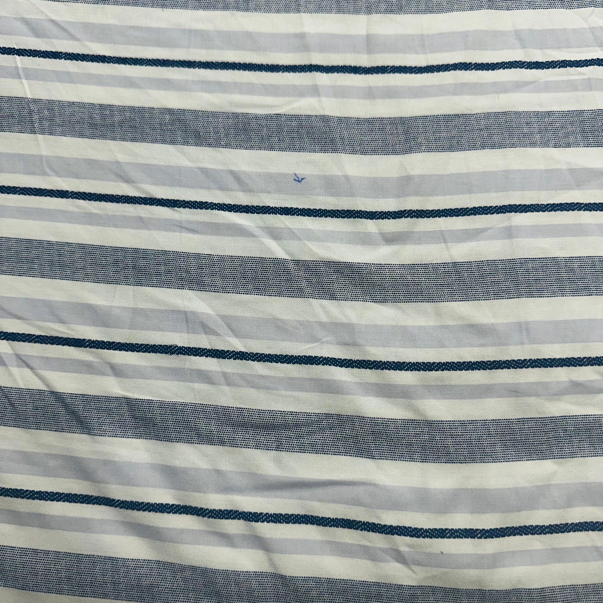 White & Blue Strips Cotton Fabric TU-4090