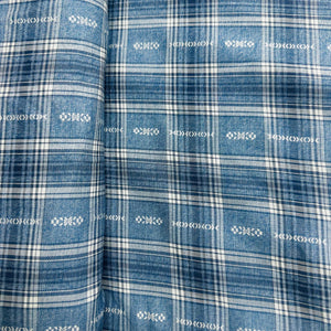 Blue & White Check Linen Fabric TU-1350