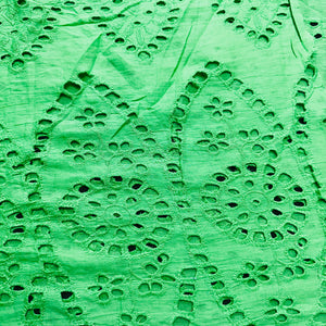 Green Floral Schiffli Embroidery Cotton Fabric TU-9797