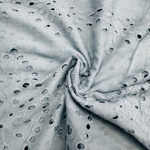 Premium Sea Green Floral Embroidery Cotton Schiffli Fabric