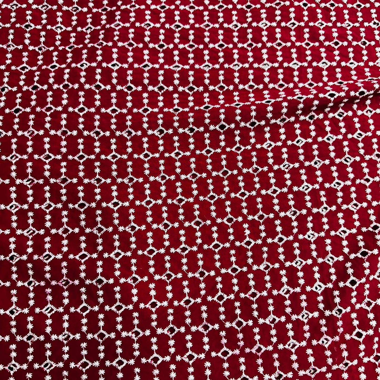 Pink Schiffli Embroidery Cotton Fabric TU-6434