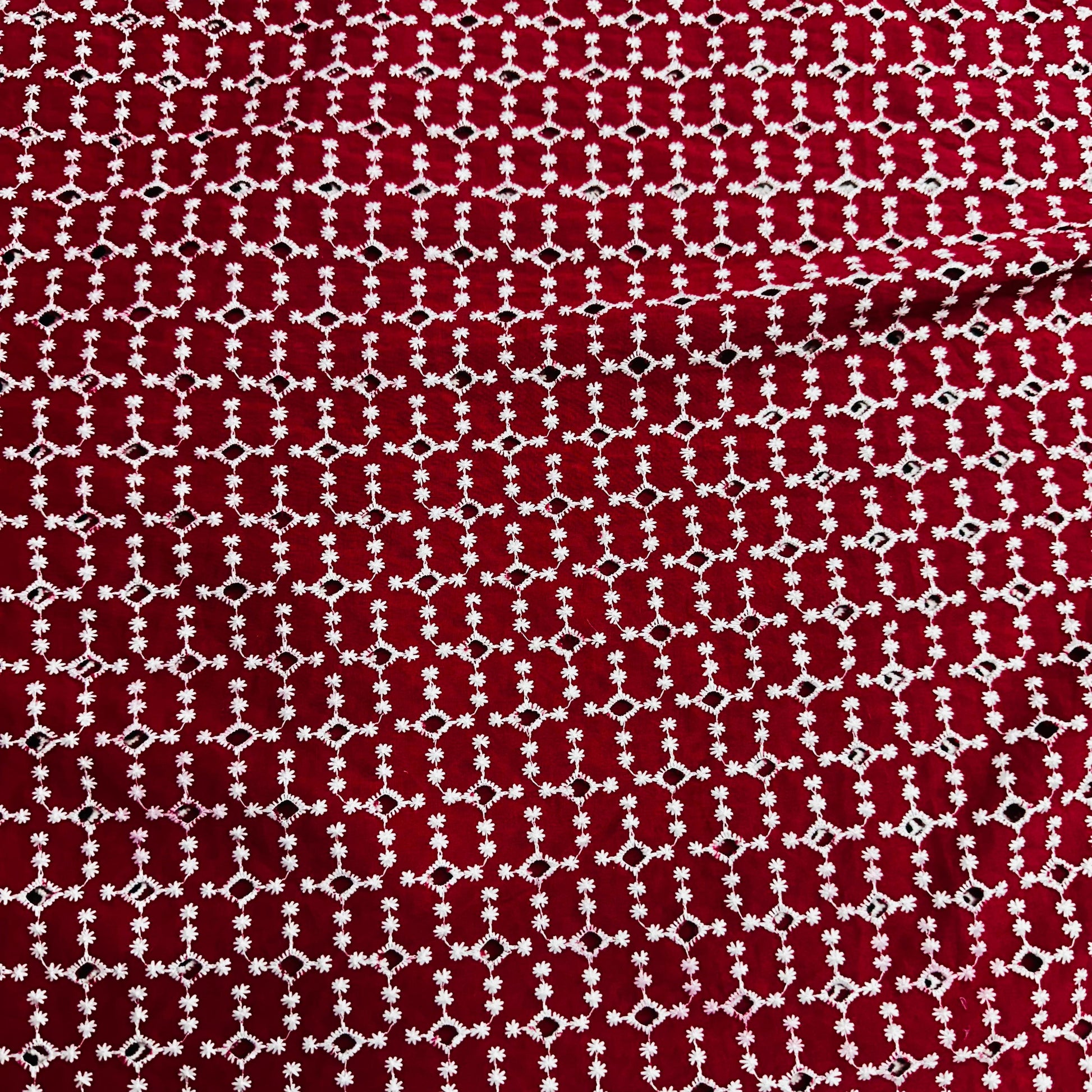 Pink Schiffli Embroidery Cotton Fabric TU-6434