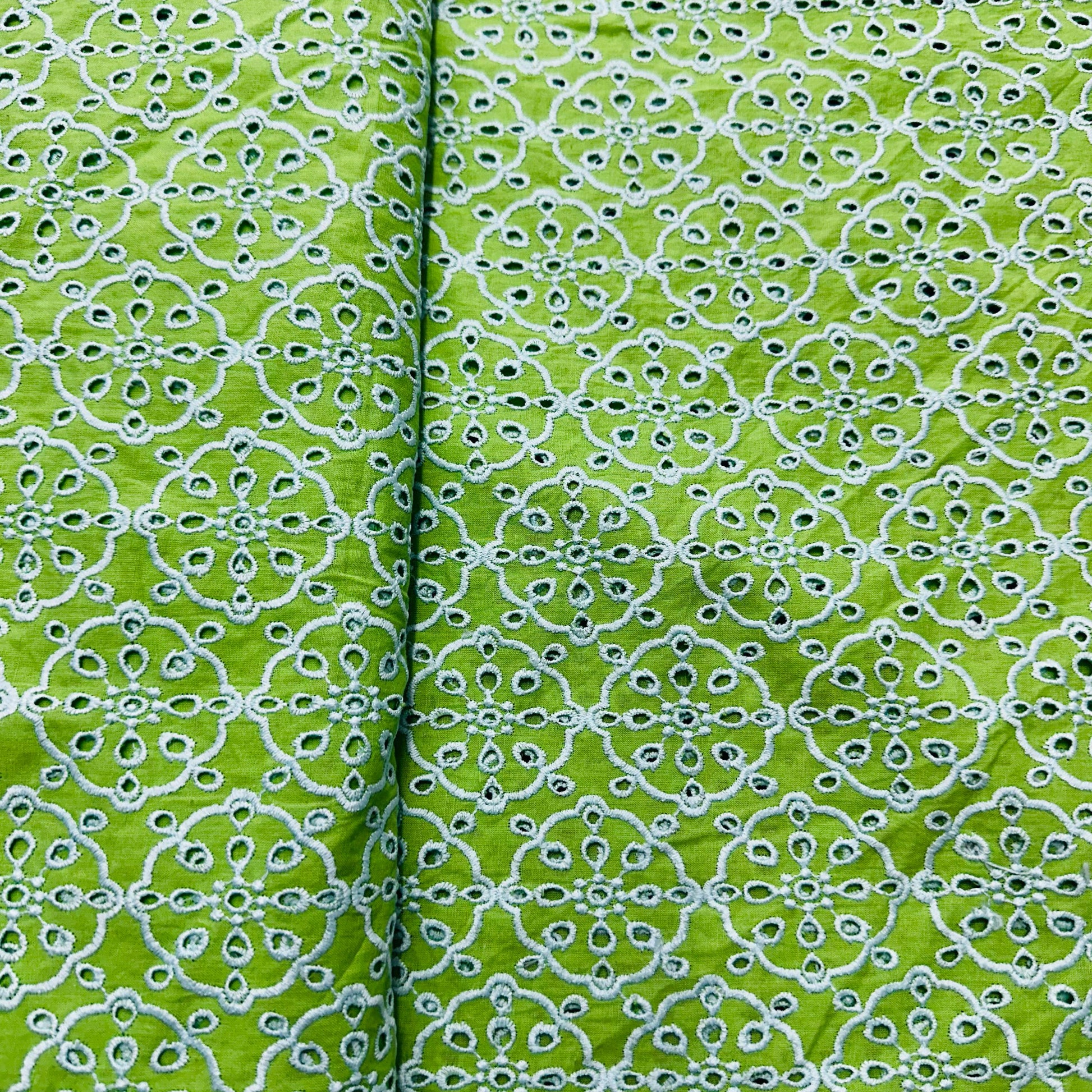 Light Green Schiffli Embroidery Cotton Fabric TU-6440