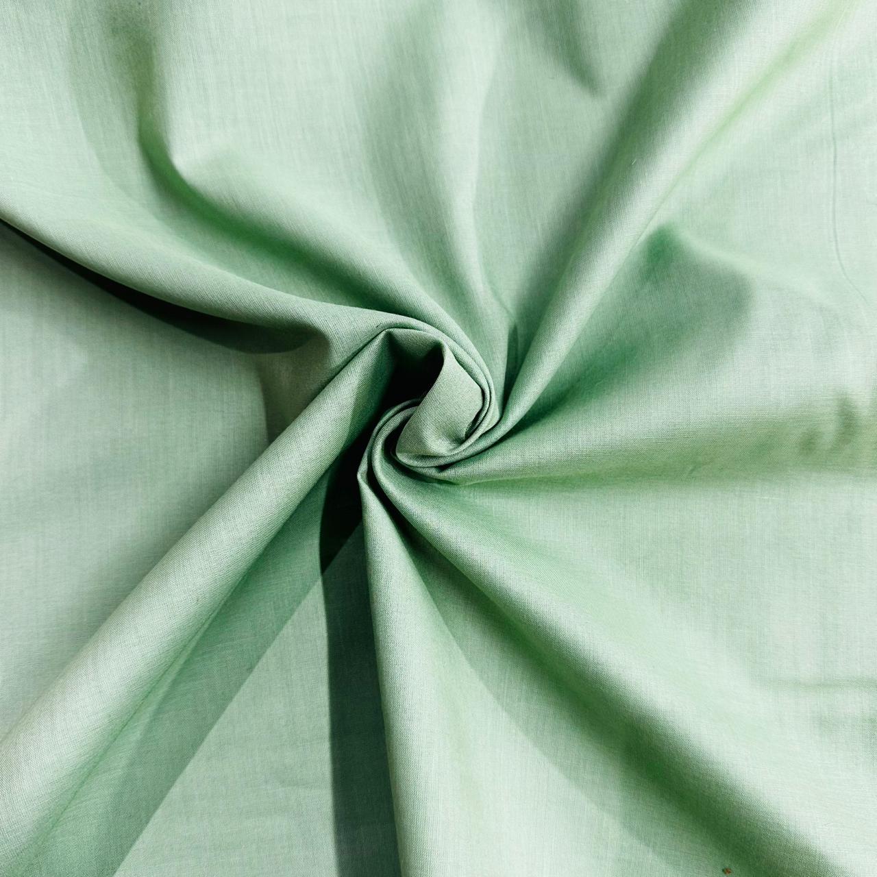 Pista Green Solid Cotton Satin Fabric MSMR-27871