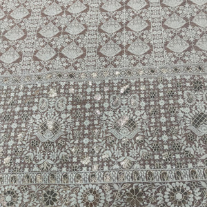 Dark Cream Chikankari Embroidery Georgette Fabric DRAJ-28018