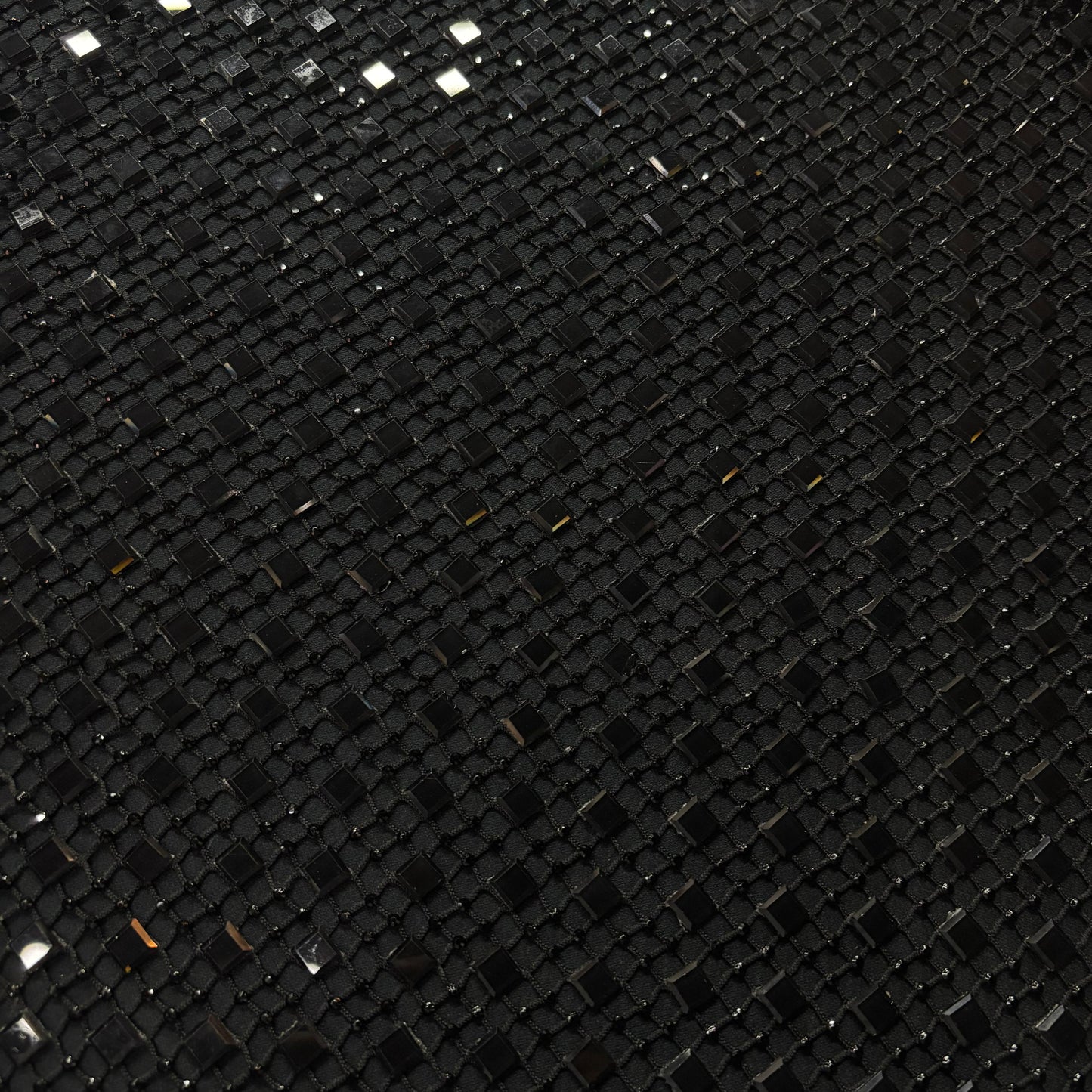 Black Solid Rhinestone Net Fabric CF-13975