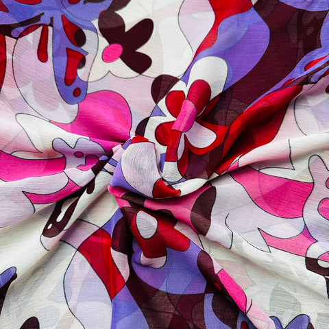 Multocolor Floral Print Chiffon Fabric TU-5164