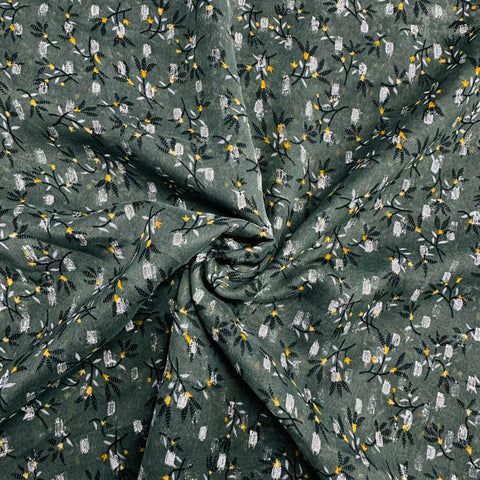 Green & Multicolor Floral Print Georgette Fabric JKS-11545