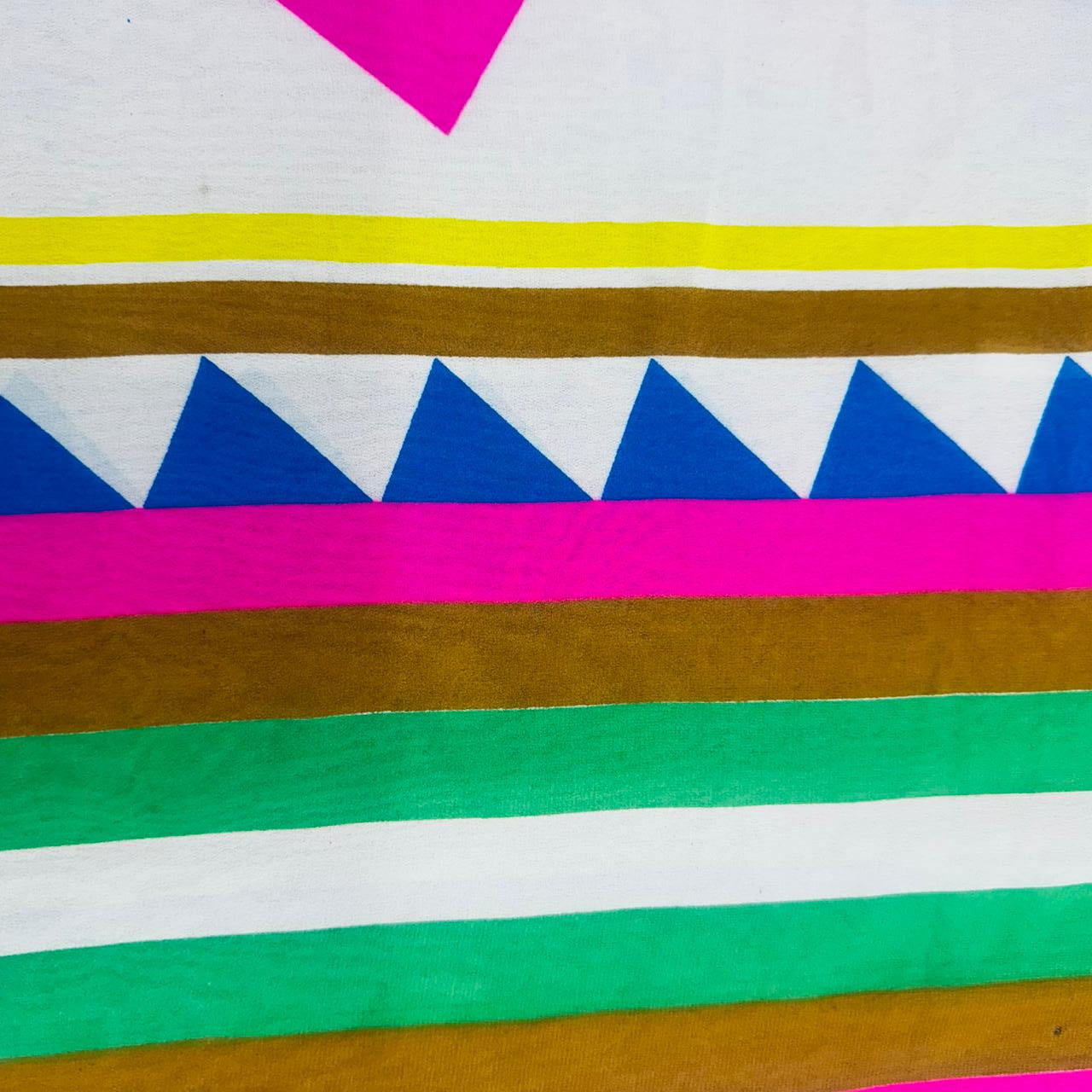 White & Multicolor Stripe Georgette Fabric TU-11815 - TradeUNO