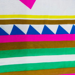 White & Multicolor Stripe Georgette Fabric TU-11815 - TradeUNO