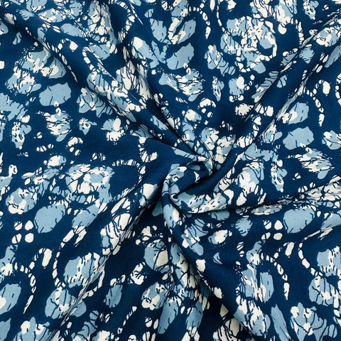 Navy Blue Abstract Crepe Fabric JKS-8469