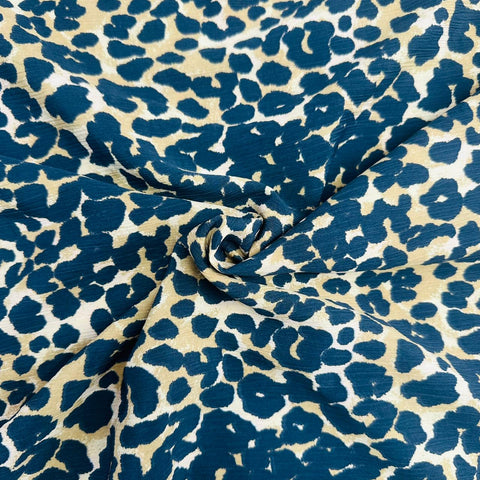 Black Yellow Leopare Print Crepe Fabric 14027 - TradeUNO