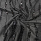 Black Pearl Stripes Sequins Embroidery Net Fabric CF-15014