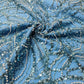 Blue Pearl Sequence Embroidery Net Fabric CH-14213