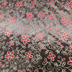 Dark Brown Floral Printed Velvet Fabric TU-6247