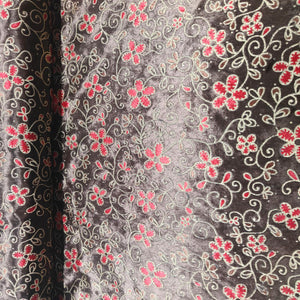 Dark Brown Floral Printed Velvet Fabric TU-6247
