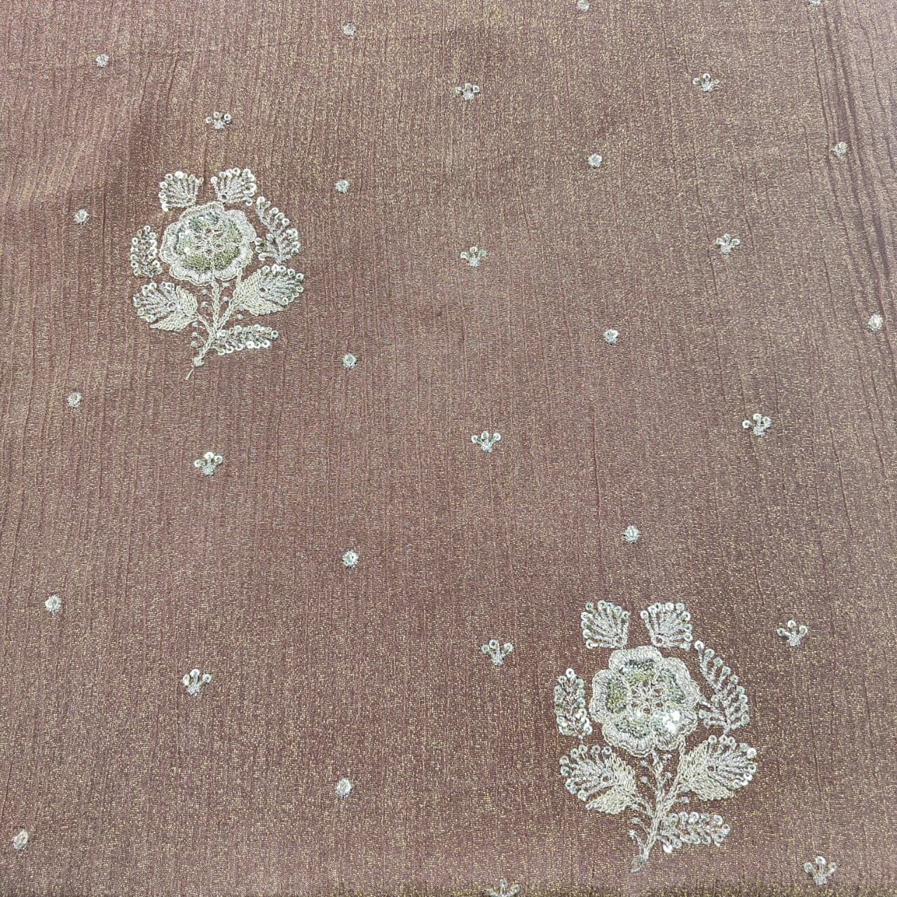 Brown Solid Crushed Tissue Fabric KS-26839
