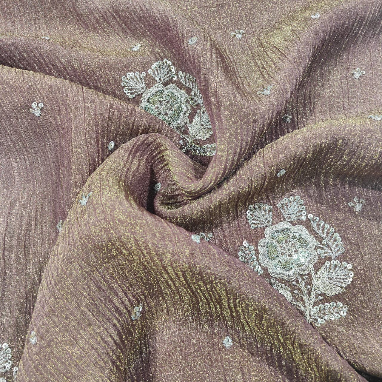 Brown Solid Crushed Tissue Fabric KS-26839