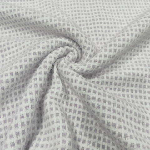 Purple White Check Print Woollen Tweed Fabric CH-13965