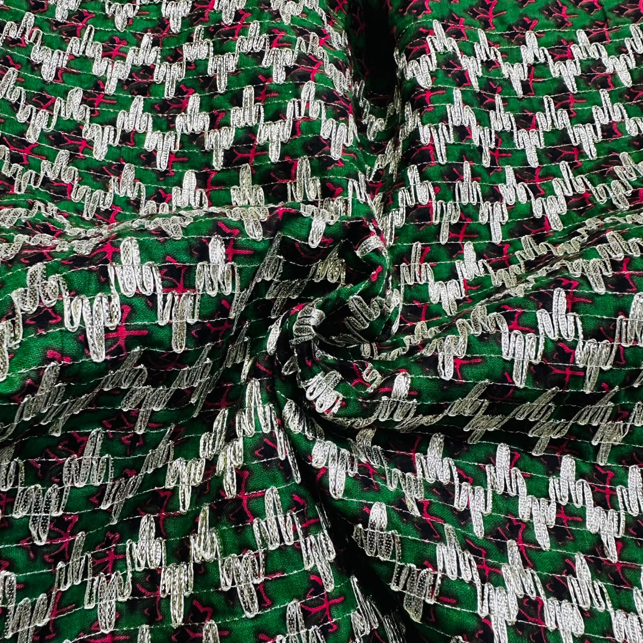 Green Floral Print Gota Work Cambric Cotton KC-15937