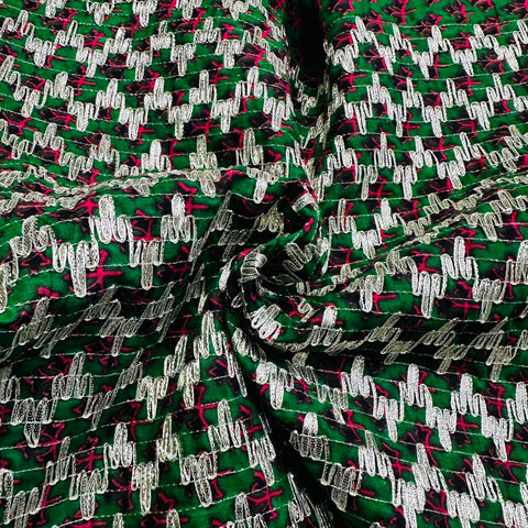 Green Floral Print Gota Work Cambric Cotton KC-15937