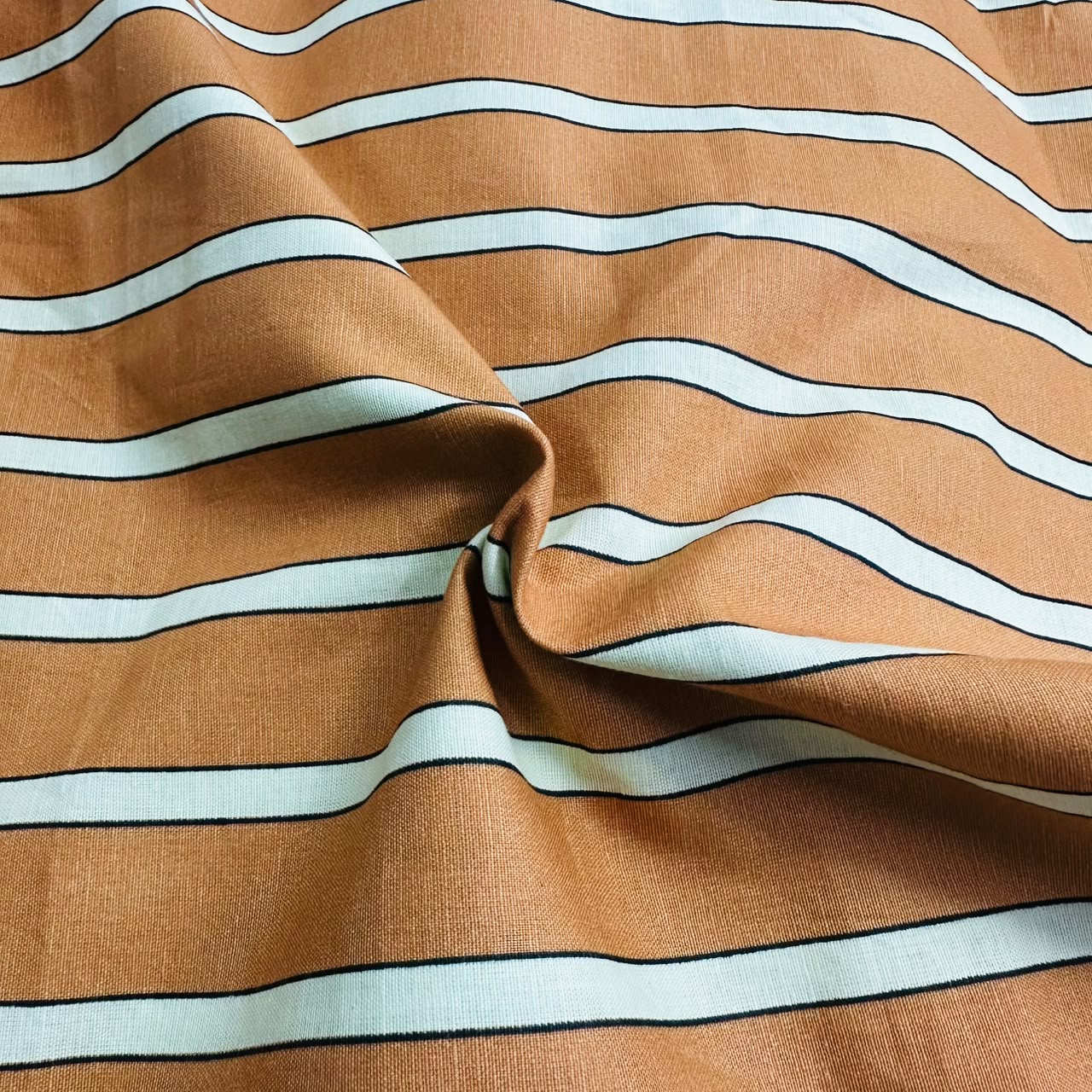 Brown Stripes Print Italian Cotton SFL-11216