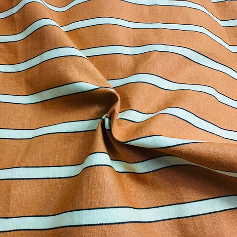 Brown Stripes Print Italian Cotton SFL-11216