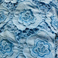 Cornflower Blue 3D Floral Sequins Embroidery Schiffli Crepe CF-16581