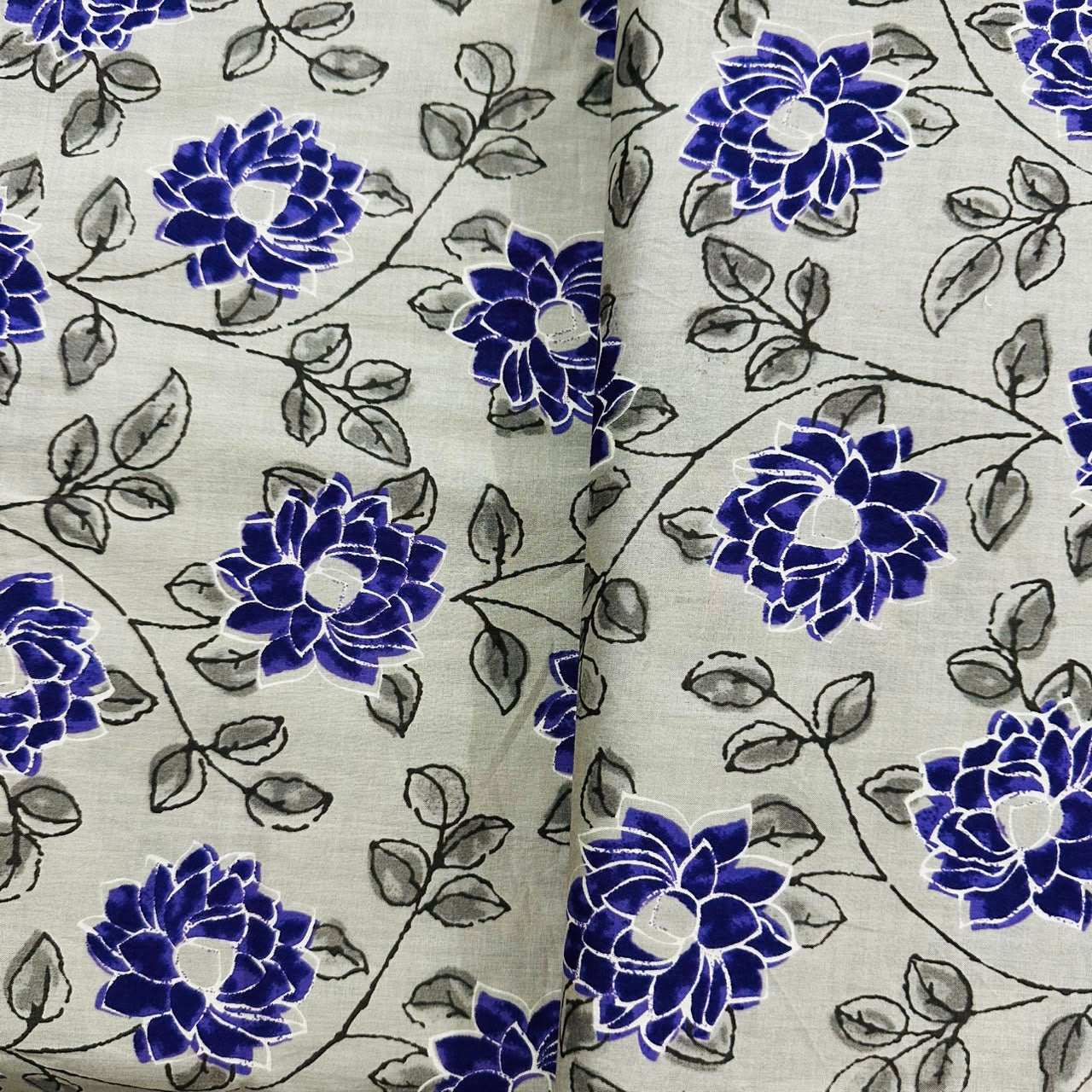 Sage Green Floral Print Cotton Fabric AFI-29580 - TradeUNO
