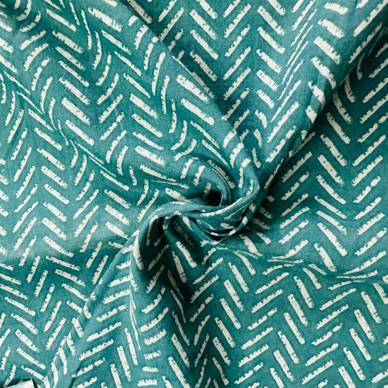 Sea Green Handblock Cotton Fabric CG-23432