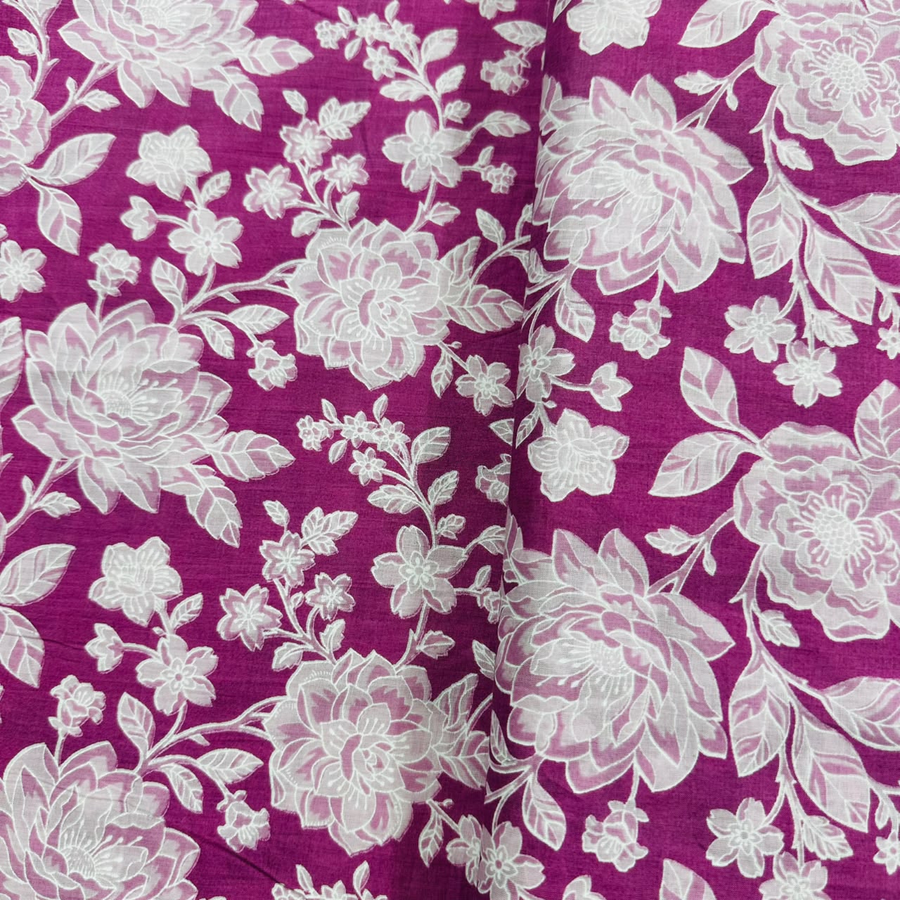 Baby Pink & white floral print Cotton Fabric AFI-29591 - TradeUNO