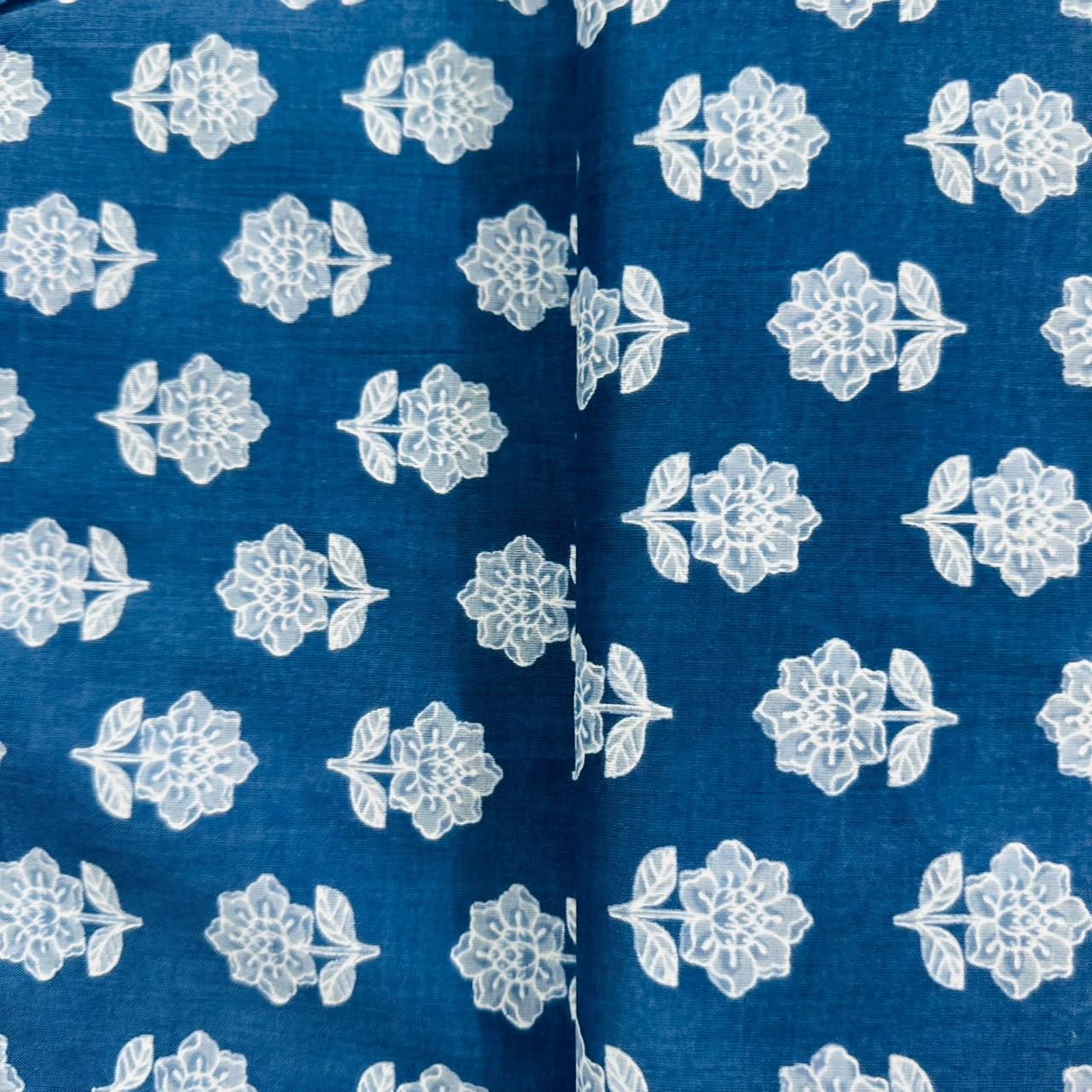 Blue white floral print Cotton Fabric AFI-29588 - TradeUNO