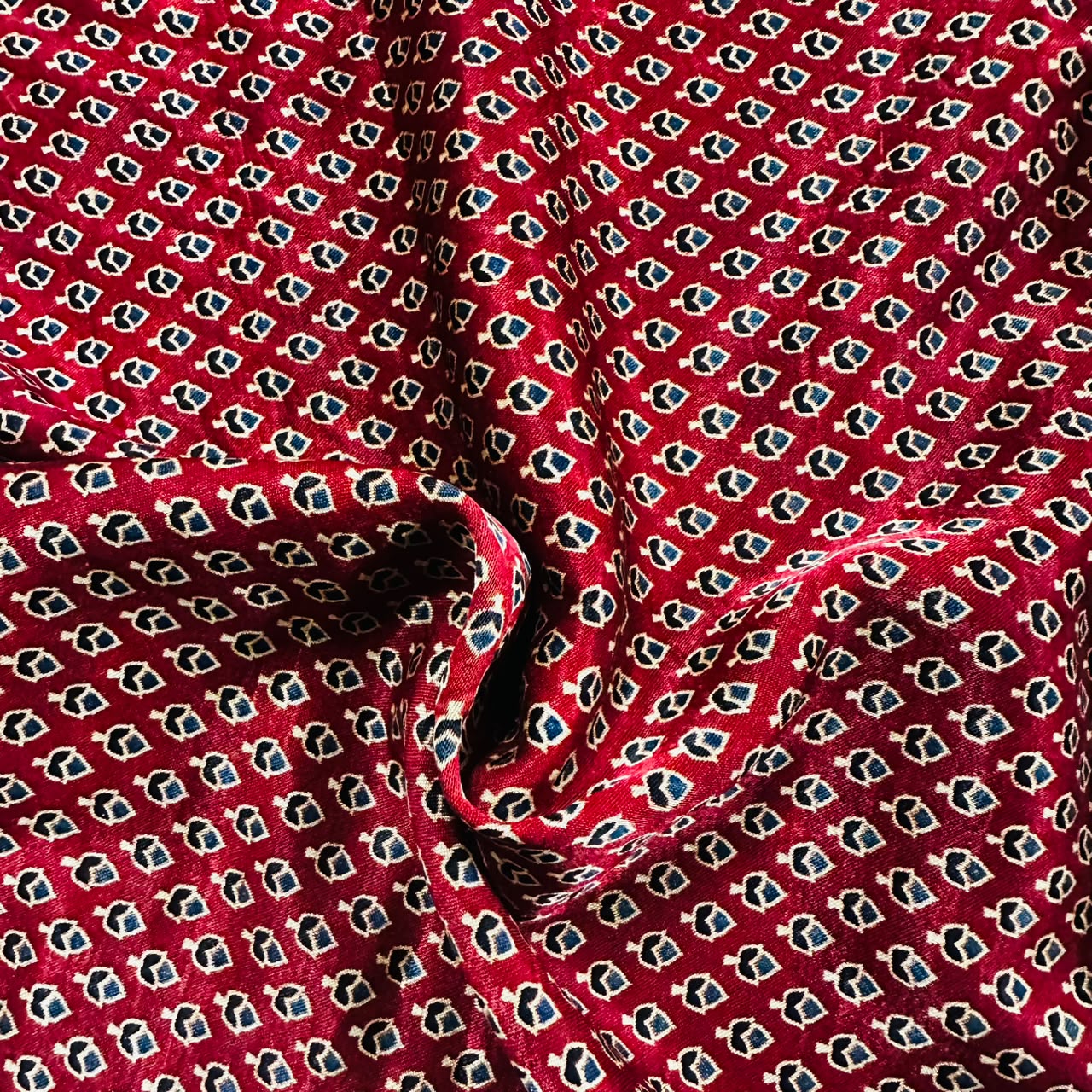 Red Floral Print Mashru Silk Fabric EEG-28344