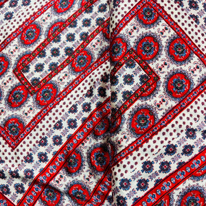 Cream & Brown Floral Print Modal Satin VC-11260 - TradeUNO