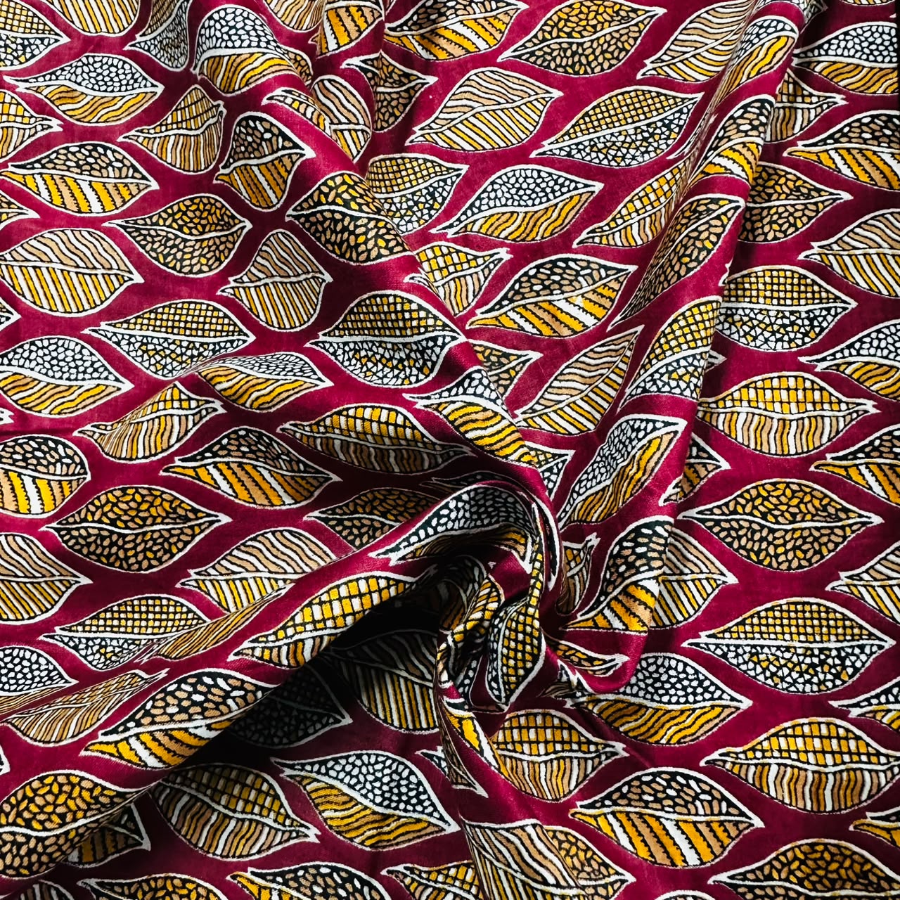 Red Multicolor Handblock Print Cotton Fabric - TradeUNO
