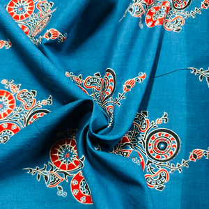 Blue Ajrakh Print Cotton Fabric AFI-29567 - TradeUNO