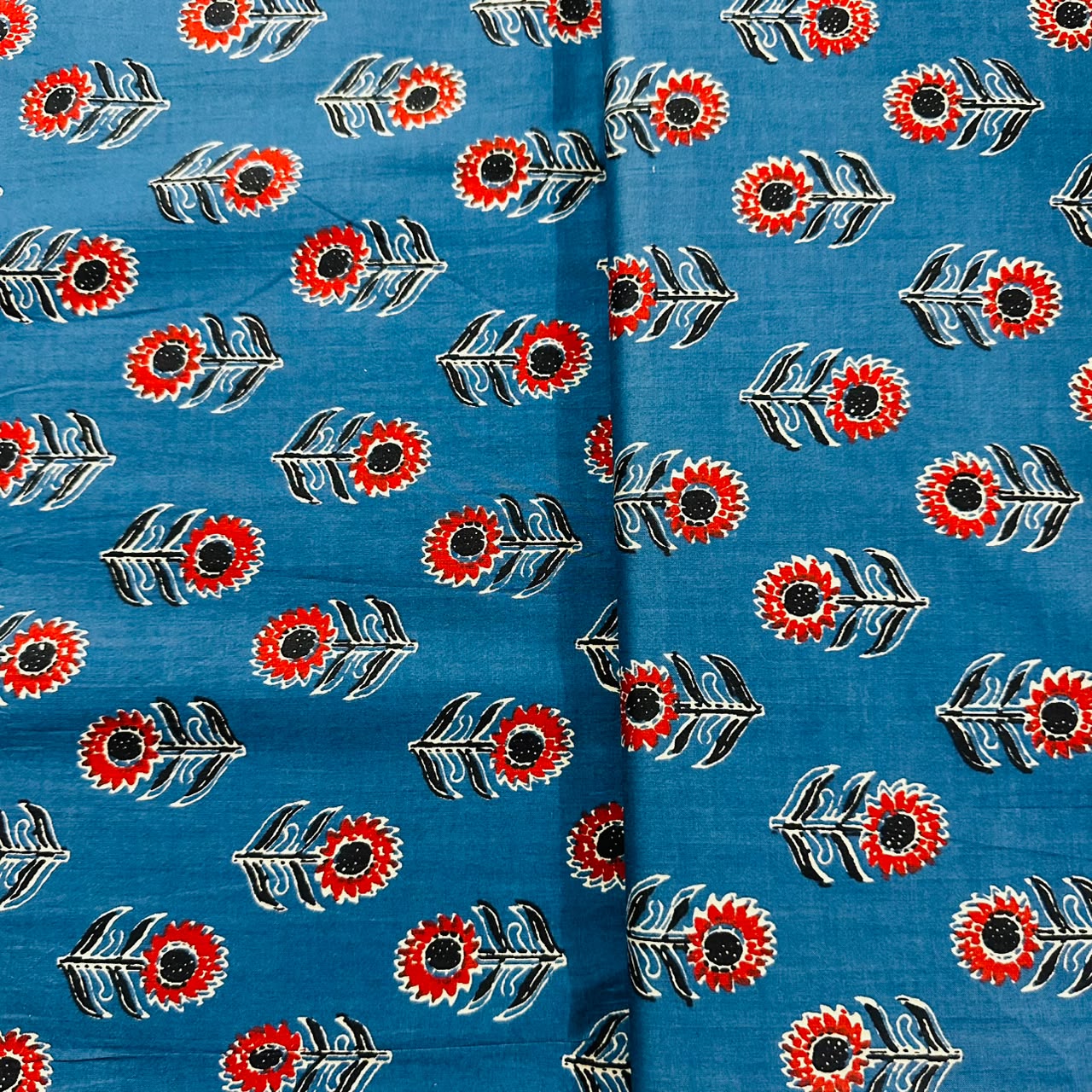 Blue Ajrakh Print Cotton Fabric AFI-29566 - TradeUNO