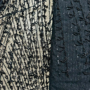 Black Cutdana Hanging Embroidery Net Fabric CF-15157 - TradeUNO