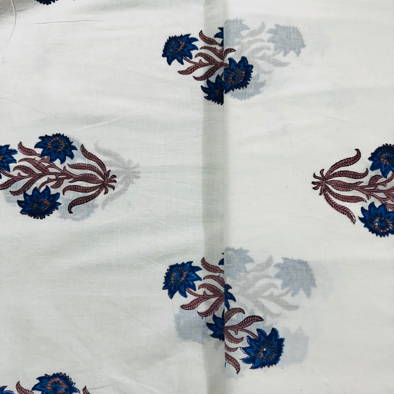 Off White Handblock Print Cotton Fabric DH-29430 - TradeUNO