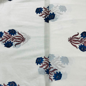Off White Handblock Print Cotton Fabric DH-29430 - TradeUNO