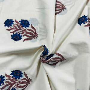 Off White Handblock Print Cotton Fabric DH-29430 - TradeUNO